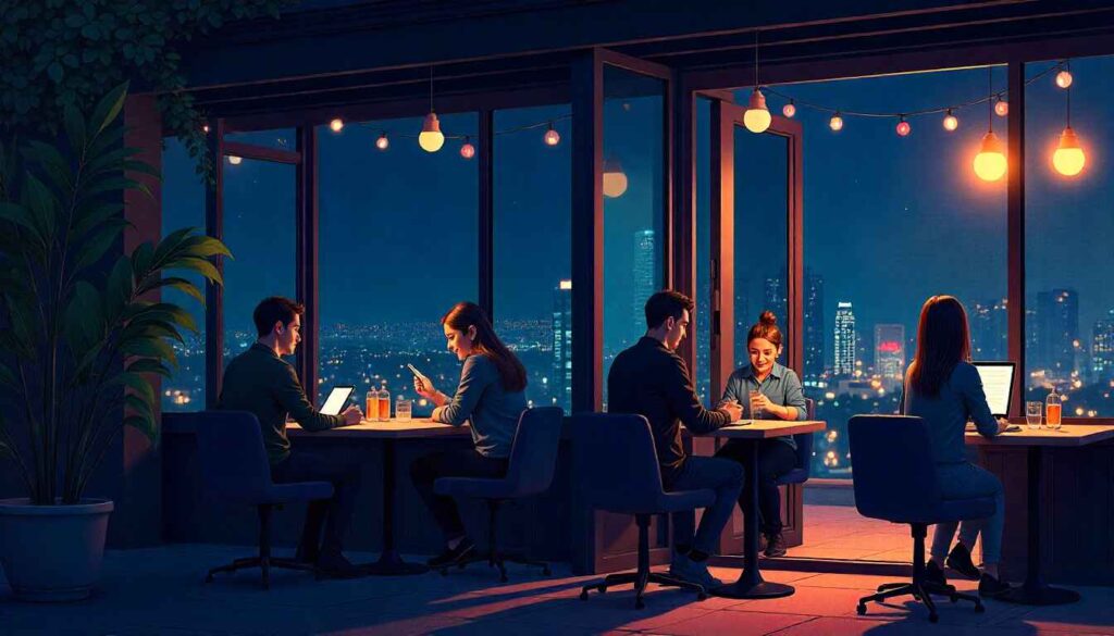 Illustration of a blog page with ads placed neatly on the sidebar and content section showing smiling readers scrolling, representing balance between ads and user experience.