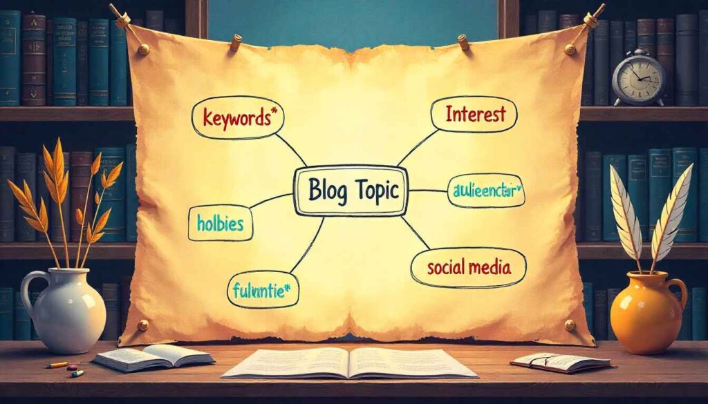 Creative mind map showing how to choose the perfect blog topic