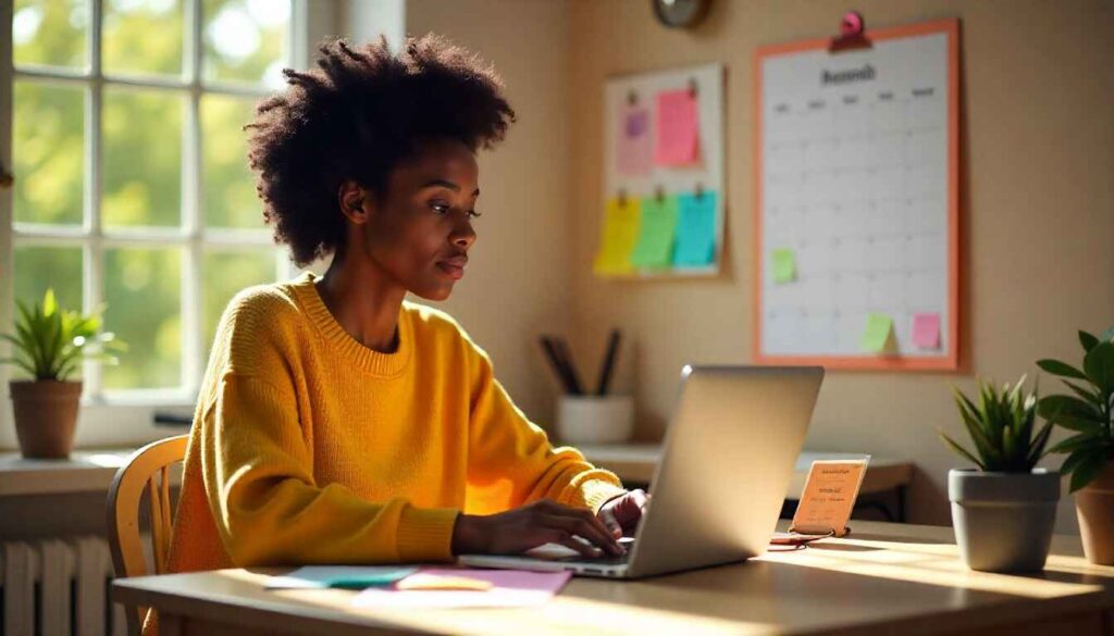 Blogger writing content on laptop to increase blog traffic.