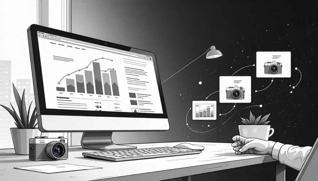 Infographic showing CDN and browser caching with servers around the world delivering website content quickly to users.