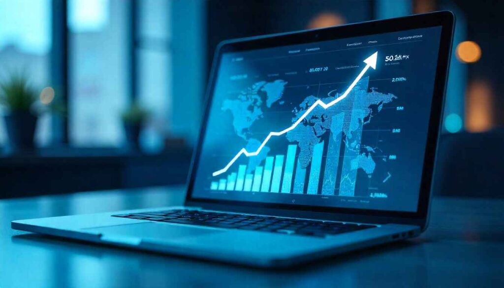 Analytics dashboard comparing GEO vs SEO growth and performance in 2025
