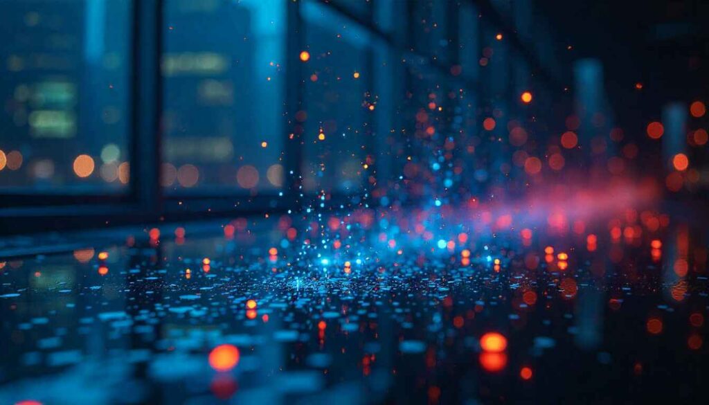 Abstract digital artwork showing AI neural networks and data processing for Google AI Mode.